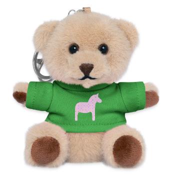 Dalapferd rosa Dots skandinavisch Schweden Deko - Teddy Schlüsselanhänger - Grün - Vorne