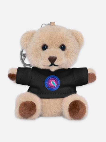 Mystical Kingfisher with Mandala - Teddy Keyring - black