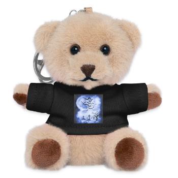 Mondnacht über dem Friedhof mit Fledermäusen - Teddy Schlüsselanhänger - Schwarz - Vorne