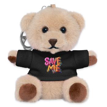 Stylischer 3D Schriftzug "SAVE ME" mit Schlössern - Teddy Schlüsselanhänger - Schwarz - Vorne