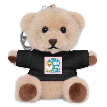 Pomeranian Dog "Do You Think I am cute?" - Teddy Keyring - black - Front