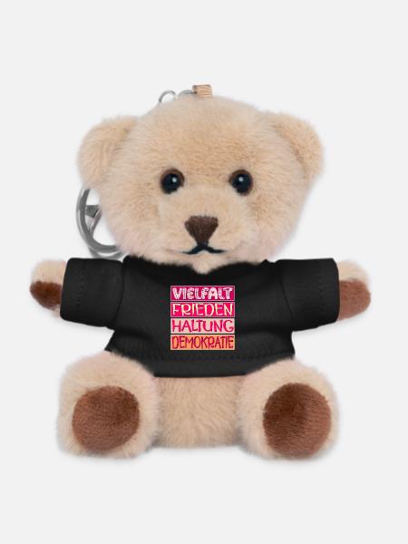 VIELFALT FRIEDEN HALTUNG DEMOKRATIE - Teddy Schlüsselanhänger - Schwarz