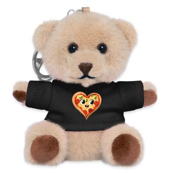 happy love pizza - Teddy Keyring - black - Front