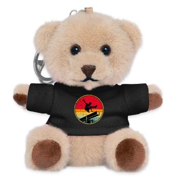 Retro Skater Silhouette auf Sonnenuntergang Streifen - Teddy Schlüsselanhänger - Schwarz - Vorne