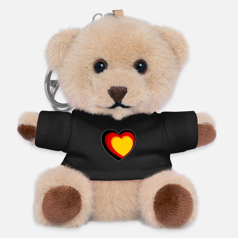 3D heart in black, red and gold - Teddy Keyring - black