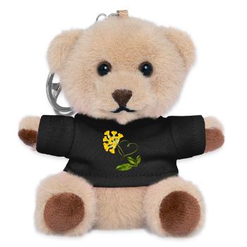 Schlüsselblume mit Herz – Liebevolles Motiv - Teddy Schlüsselanhänger - Schwarz - Vorne