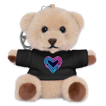 Futuristisches Neon-Herz | Cyber Heart Love Design - Teddy Schlüsselanhänger - Schwarz - Vorne
