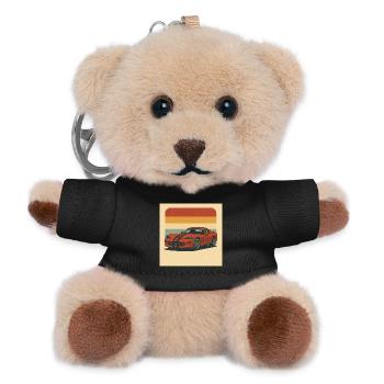 Vintage sports car with retro background - Teddy Keyring - black - Front