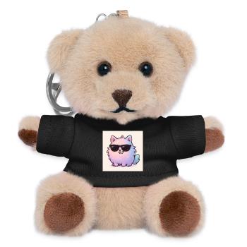 Cooler Bubbli mit Sonnenbrille und frechem Grinse - Teddy Schlüsselanhänger - Schwarz - Vorne