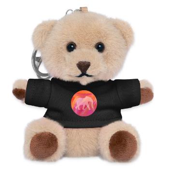 Yoga Meditation Circle Painting Elephant India om - Teddy Keyring - black - Front