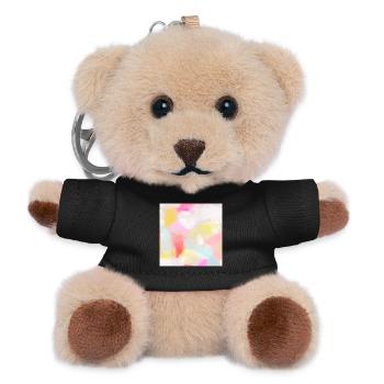 Abstract Pastel Watercolors - Teddy Keyring - black - Front
