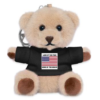 Patriotic American Flag with Bold Text - Teddy Keyring - black - Front