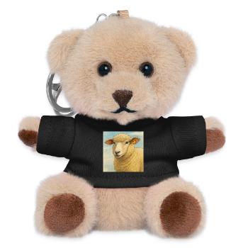 Wolliges Schaf Blau - Teddy Schlüsselanhänger - Schwarz - Vorne