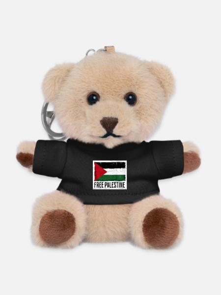 Conception du drapeau de la liberté pour la Palestine - Porte-clés ourson - noir