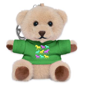 6 Horses Silhouette Team Rider Riding Friends Cute - Teddy Keyring - green - Front