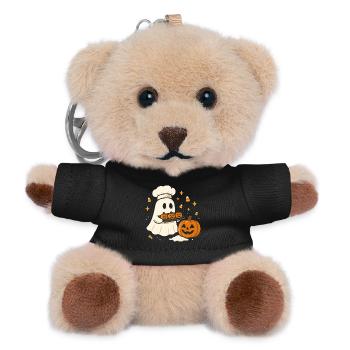 Halloween ghost with chef's hat and pumpkin - Teddy Keyring - black - Front