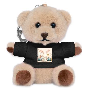 Cute Bunny with Pastel Vegetation - Teddy Keyring - black - Front