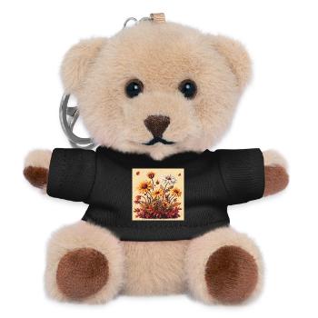 8-Bit Autumn Blooms - Teddy Keyring - black - Front