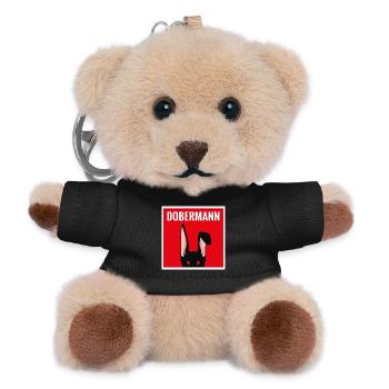 Humorvoller Dobermann Kaninchen - Teddy Schlüsselanhänger - Schwarz - Vorne