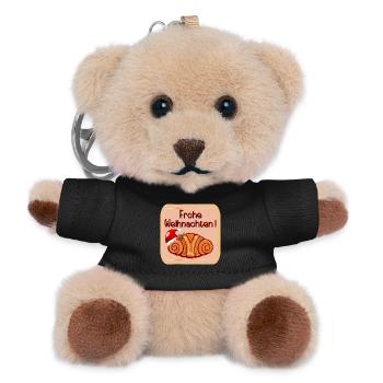 Frohe Weihnachten Hamburg Franzbrötchen - Teddy Schlüsselanhänger - Schwarz - Vorne
