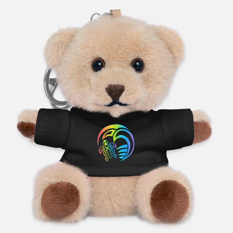 Tortue et océan multicolore - Porte-clés ourson - noir