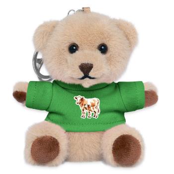 Cow Love – Mother and Calf - Teddy Keyring - green - Front
