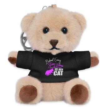 Derrière chaque femme forte se trouve son chat Spruch Katze - Porte-clés ourson - noir - Devant