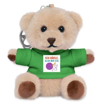I crochet, therefore I am - Teddy Keyring - green - Front