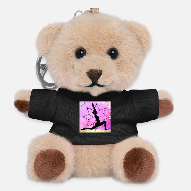 Yoga Silhouette on Mandala - Teddy Keyring - black