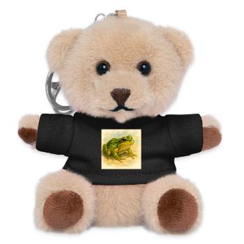 Aquarell Grüner Frosch - Teddy Schlüsselanhänger - Schwarz - Vorne