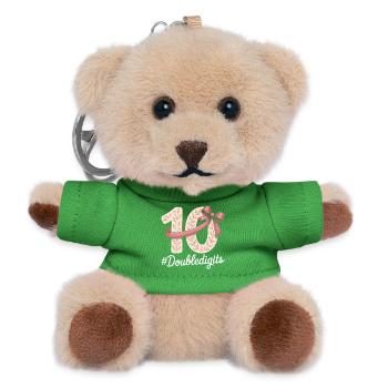 10. Geburtstag Mädchen | Doppelter Ziffern-Spaß - Teddy Schlüsselanhänger - Grün - Vorne