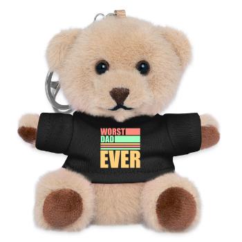 Worst Dad Ever Lustig Sarkastisch Vatertag Papa - Teddy Schlüsselanhänger - Schwarz - Vorne