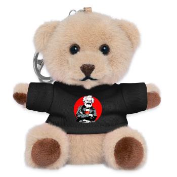 Rebellischer Kopf im roten Kreis - Teddy Schlüsselanhänger - Schwarz - Vorne