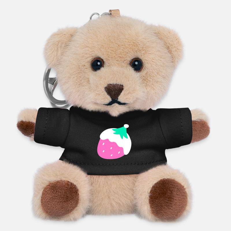 Strawberries – Christmas - Teddy Keyring - black