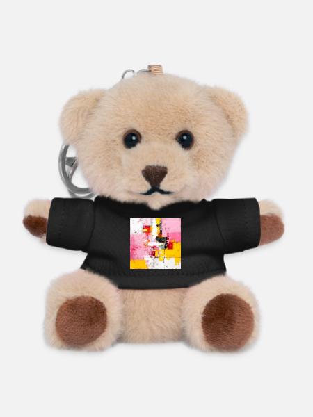 Blocs de couleur abstraits Rose Jaune - Porte-clés ourson - noir