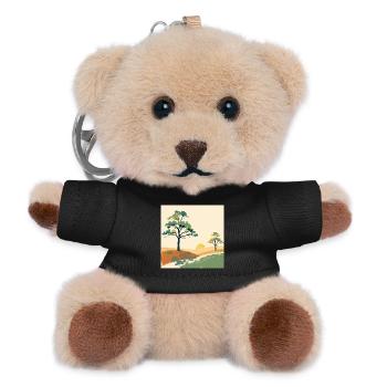 Pastel Sunset Trees - Teddy Keyring - black - Front