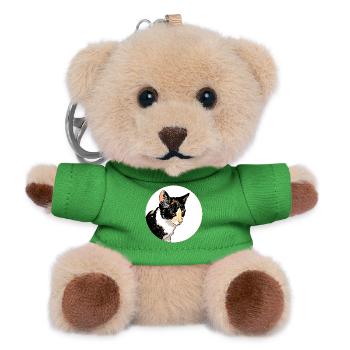 Cat Portrait Circle Contrast - Teddy Keyring - green - Front