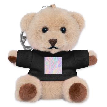 Iridescent Abstract Liquid Pastel Pattern - Teddy Keyring - black - Front