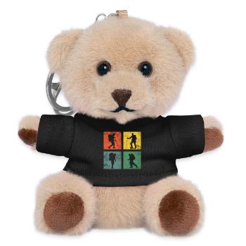Wandern Wanderung Berge Retro - Teddy Schlüsselanhänger - Schwarz - Vorne