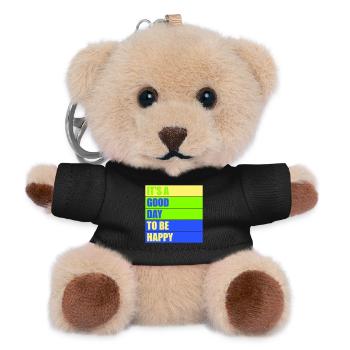 Good Day Be Happy Positive Motivation Happiness Saying - Teddy Keyring - black - Front