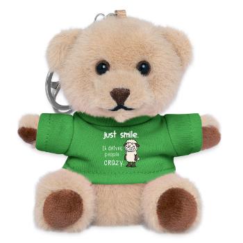 Just Smile – Freches lustiges Schaf Motiv Spruch - Teddy Schlüsselanhänger - Grün - Vorne