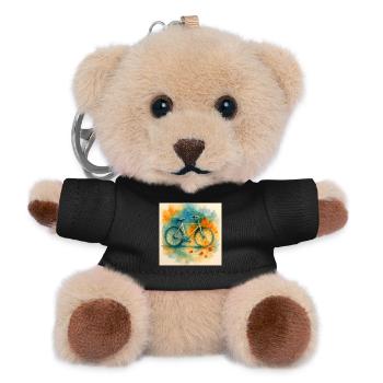 Watercolor, bicycle in color explosion - Teddy Keyring - black - Front