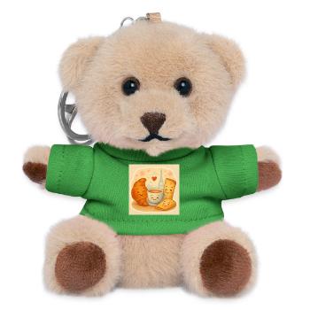 Paris Breakfast Cuddle - Teddy Keyring - green - Front