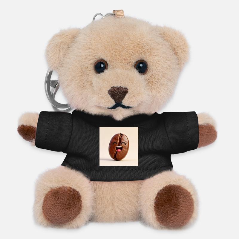 Lachende Kaffeebohne - Teddy Schlüsselanhänger - Schwarz