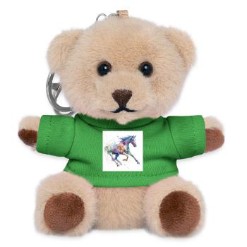 Lebendiges Aquarellpferd - Teddy Schlüsselanhänger - Grün - Vorne