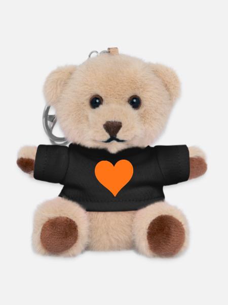 orange heart orange gift - Teddy Keyring - black