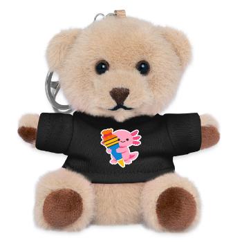 Pink Axolotl with Gift Brush - Teddy Keyring - black - Front