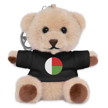 Round Madagascar flag - Teddy Keyring - black - Front