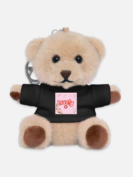 Lucky Neon Floral on Pink - Teddy Keyring - black