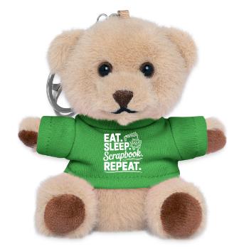 Eat. Sleep. Scrapbook. Repeat. - Teddy Keyring - green - Front